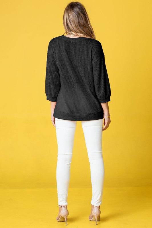 Plus Solid Waffle Knit Top - Shop Style & More | Fresh Looks, Everyday Deals & Free Shipping