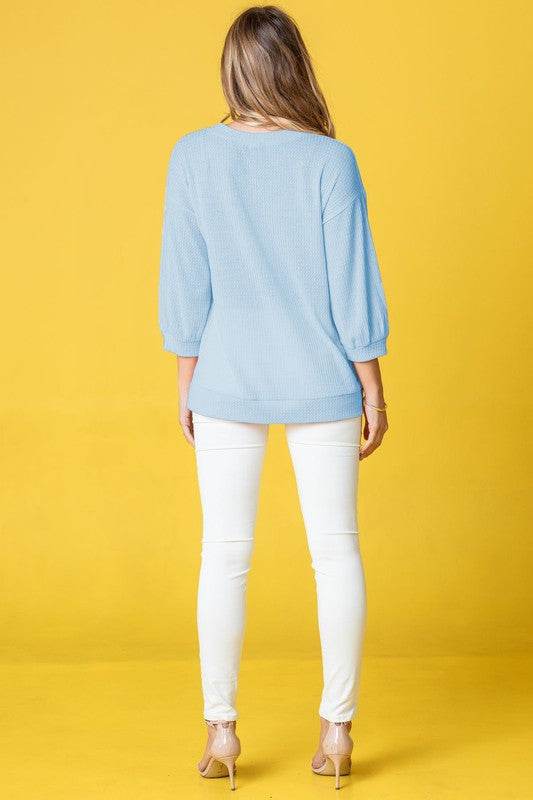 Plus Solid Waffle Knit Top - Shop Style & More | Fresh Looks, Everyday Deals & Free Shipping
