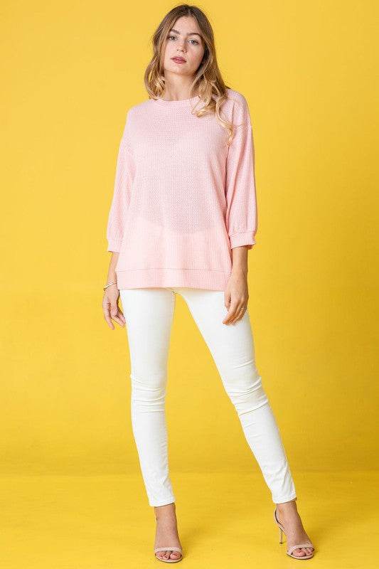 Plus Solid Waffle Knit Top - Shop Style & More | Fresh Looks, Everyday Deals & Free Shipping
