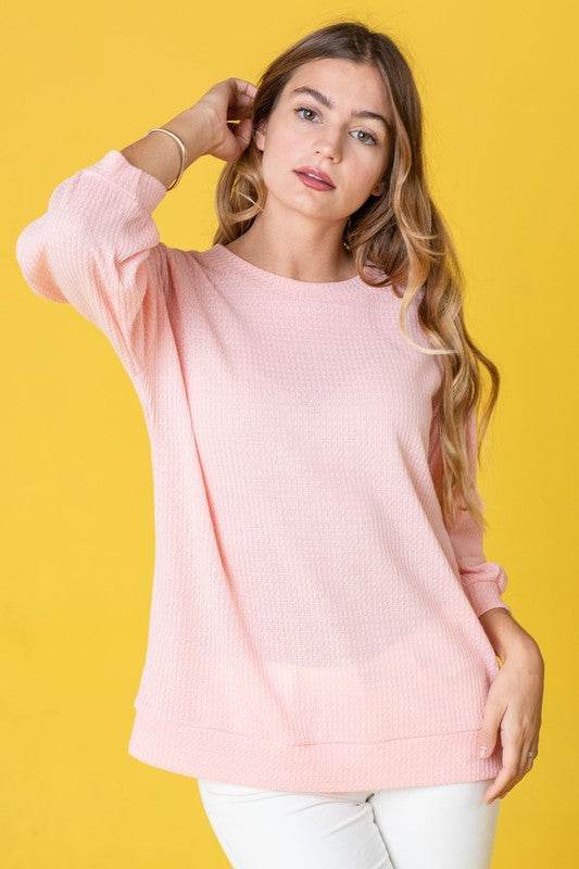 Plus Solid Waffle Knit Top - Shop Style & More | Fresh Looks, Everyday Deals & Free Shipping