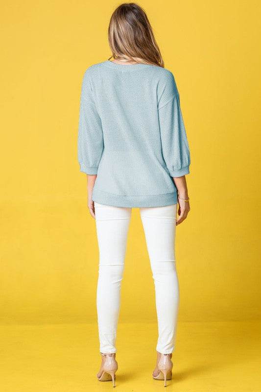 Plus Solid Waffle Knit Top - Shop Style & More | Fresh Looks, Everyday Deals & Free Shipping