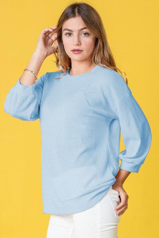 Plus Solid Waffle Knit Top - Shop Style & More | Fresh Looks, Everyday Deals & Free Shipping