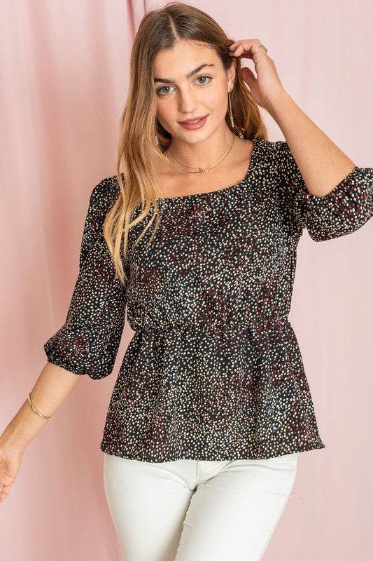 Polka Dot Square Neck Peplum Top - Shop Style & More | Fresh Looks, Everyday Deals & Free Shipping