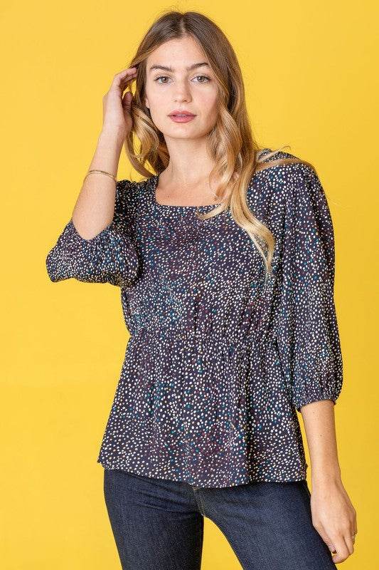 Plus Polka Dot Square Neck Peplum Top - Shop Style & More | Fresh Looks, Everyday Deals & Free Shipping