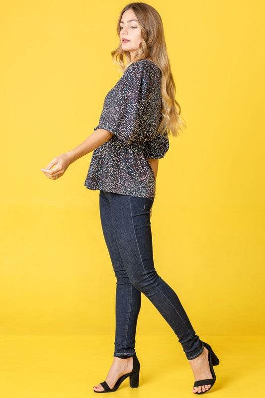 Plus Polka Dot Square Neck Peplum Top - Shop Style & More | Fresh Looks, Everyday Deals & Free Shipping