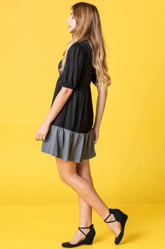 Plus Two Tone Tiered Mini Dress - Shop Style & More | Fresh Looks, Everyday Deals & Free Shipping