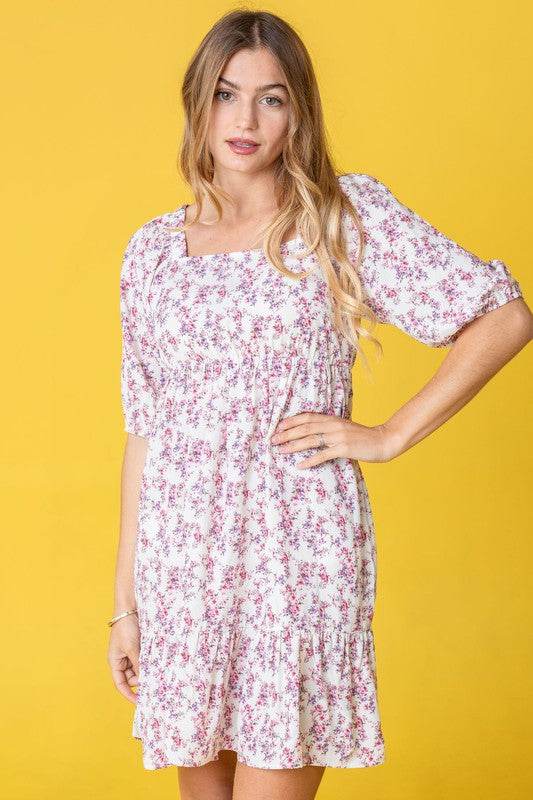 Ditsy Floral Squared Neck Mini Dress - Shop Style & More | Fresh Looks, Everyday Deals & Free Shipping