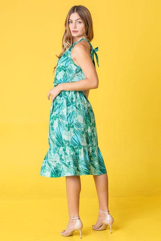 Plus Halter Neck Tropical Sash Dress - Shop Style & More | Fresh Looks, Everyday Deals & Free Shipping