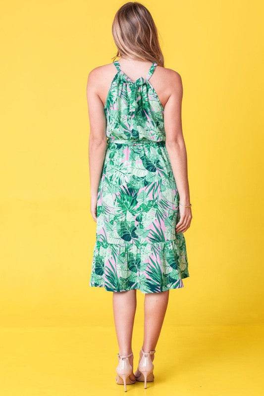 Plus Halter Neck Tropical Sash Dress - Shop Style & More | Fresh Looks, Everyday Deals & Free Shipping
