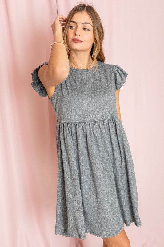 Solid Ruffle Cap Sleeve Midi Dress - Shop Style & More | Fresh Looks, Everyday Deals & Free Shipping