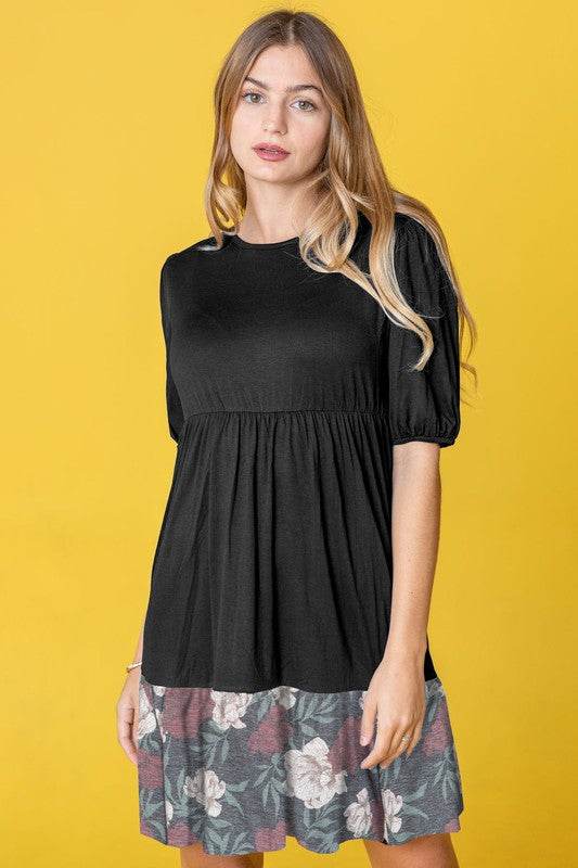 Floral Two Tone Tiered Mini Dress - Shop Style & More | Fresh Looks, Everyday Deals & Free Shipping