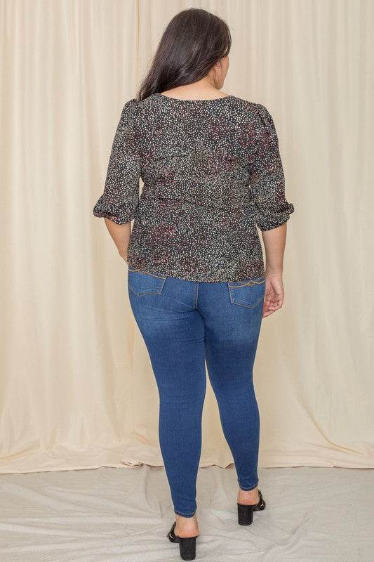 Plus Polka Dot Square Neck Peplum Top - Shop Style & More | Fresh Looks, Everyday Deals & Free Shipping