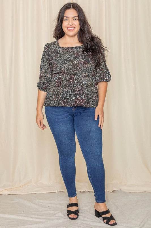 Plus Polka Dot Square Neck Peplum Top - Shop Style & More | Fresh Looks, Everyday Deals & Free Shipping