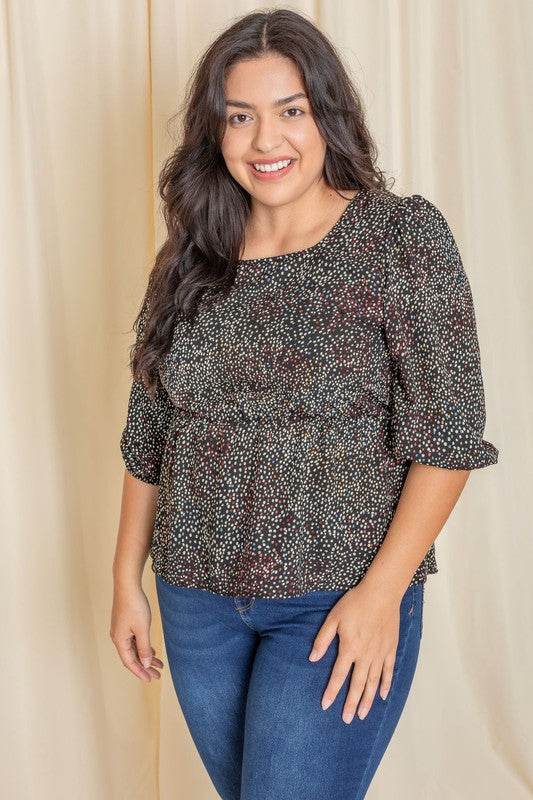 Plus Polka Dot Square Neck Peplum Top - Shop Style & More | Fresh Looks, Everyday Deals & Free Shipping