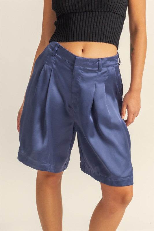 HYFVE High-Waist Pleated Satin Shorts - Shop Style & More | Fresh Looks, Everyday Deals & Free Shipping