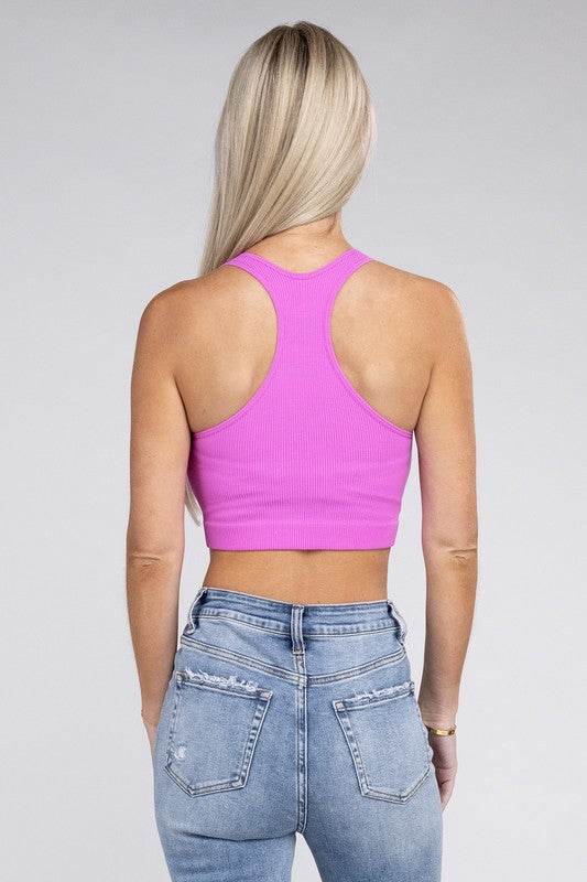Ribbed Cropped Racerback Tank Top - Shop Style & More | Fresh Looks, Everyday Deals & Free Shipping