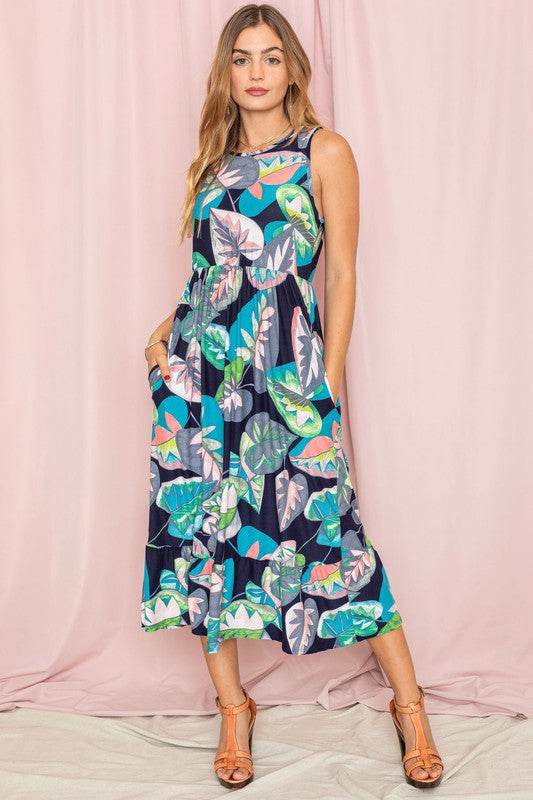 Sleeveless Print Ruffled Hem Tea-Length Dress - Shop Style & More | Fresh Looks, Everyday Deals & Free Shipping