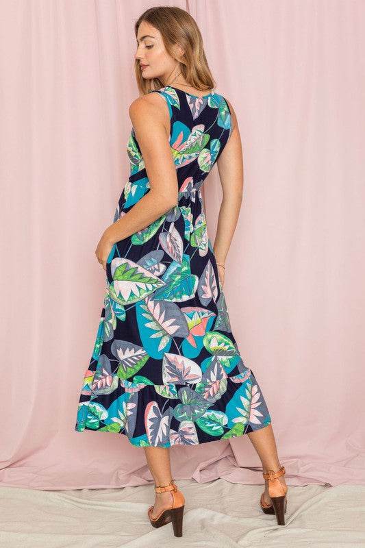 Sleeveless Print Ruffled Hem Tea-Length Dress - Shop Style & More | Fresh Looks, Everyday Deals & Free Shipping