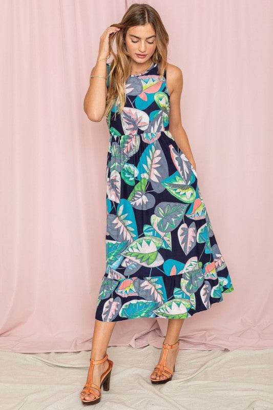 Sleeveless Print Ruffled Hem Tea-Length Dress - Shop Style & More | Fresh Looks, Everyday Deals & Free Shipping