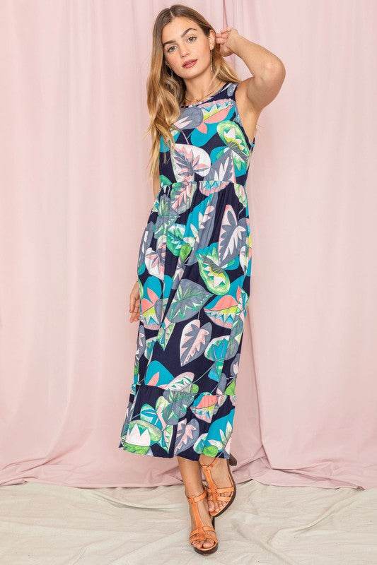 Sleeveless Print Ruffled Hem Tea-Length Dress - Shop Style & More | Fresh Looks, Everyday Deals & Free Shipping