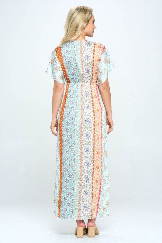 Boho Print Kimono Maxi Dress with Side Slit - Shop Style & More | Fresh Looks, Everyday Deals & Free Shipping