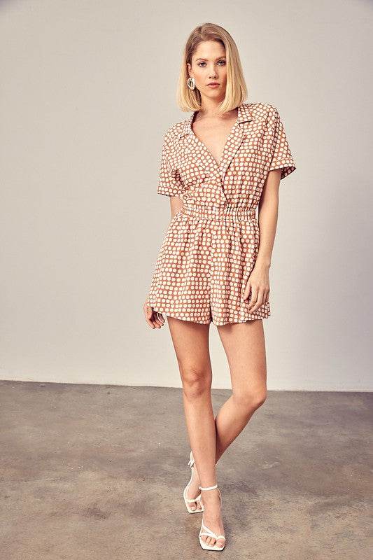 Collared Overlap Polka Dot Romper - Shop Style & More | Fresh Looks, Everyday Deals & Free Shipping