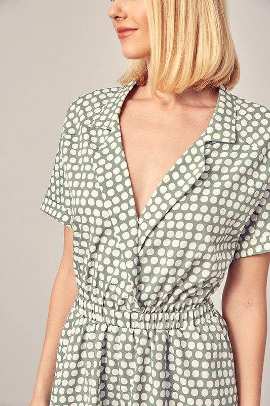Collared Overlap Polka Dot Romper - Shop Style & More | Fresh Looks, Everyday Deals & Free Shipping