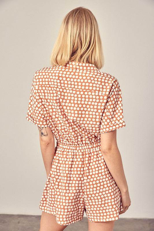 Collared Overlap Polka Dot Romper - Shop Style & More | Fresh Looks, Everyday Deals & Free Shipping