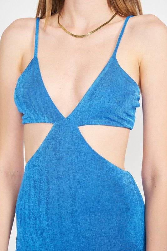 SPAGHETTI STRAP TIE BACK MIDI DRESS WITH CUTOUT - Shop Style & More | Fresh Looks, Everyday Deals & Free Shipping