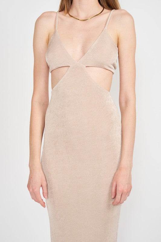 SPAGHETTI STRAP TIE BACK MIDI DRESS WITH CUTOUT - Shop Style & More | Fresh Looks, Everyday Deals & Free Shipping