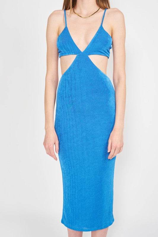 SPAGHETTI STRAP TIE BACK MIDI DRESS WITH CUTOUT - Shop Style & More | Fresh Looks, Everyday Deals & Free Shipping