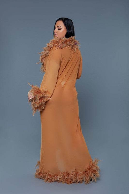 Glamour Boa Feather Trim Robe - Shop Style & More | Fresh Looks, Everyday Deals & Free Shipping