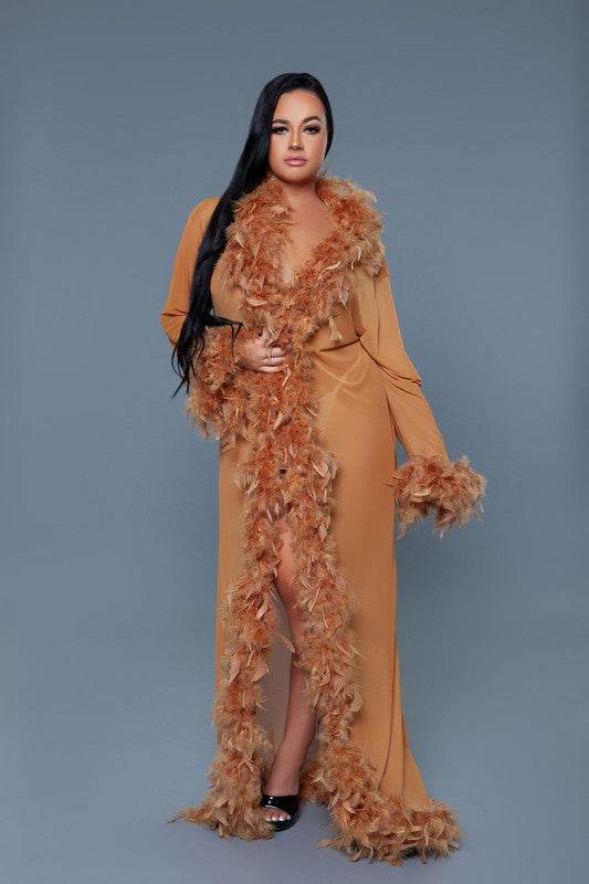 Glamour Boa Feather Trim Robe - Shop Style & More | Fresh Looks, Everyday Deals & Free Shipping