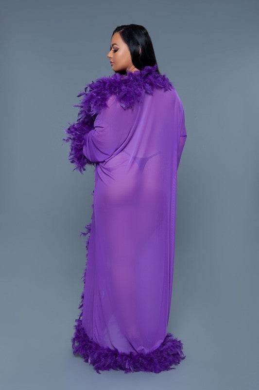 Glamour Boa Feather Trim Robe - Shop Style & More | Fresh Looks, Everyday Deals & Free Shipping