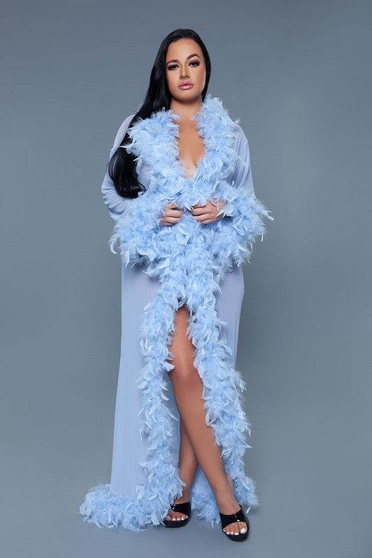 Glamour Boa Feather Trim Robe - Shop Style & More | Fresh Looks, Everyday Deals & Free Shipping