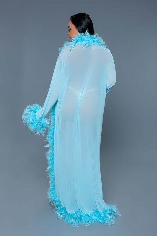 Glamour Boa Feather Trim Robe - Shop Style & More | Fresh Looks, Everyday Deals & Free Shipping