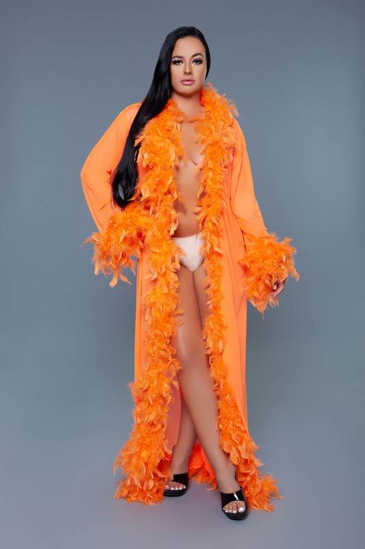 Glamour Boa Feather Trim Robe - Shop Style & More | Fresh Looks, Everyday Deals & Free Shipping
