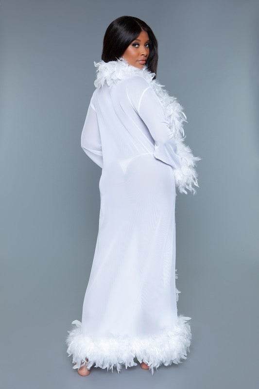 Glamour Boa Feather Trim Robe - Shop Style & More | Fresh Looks, Everyday Deals & Free Shipping