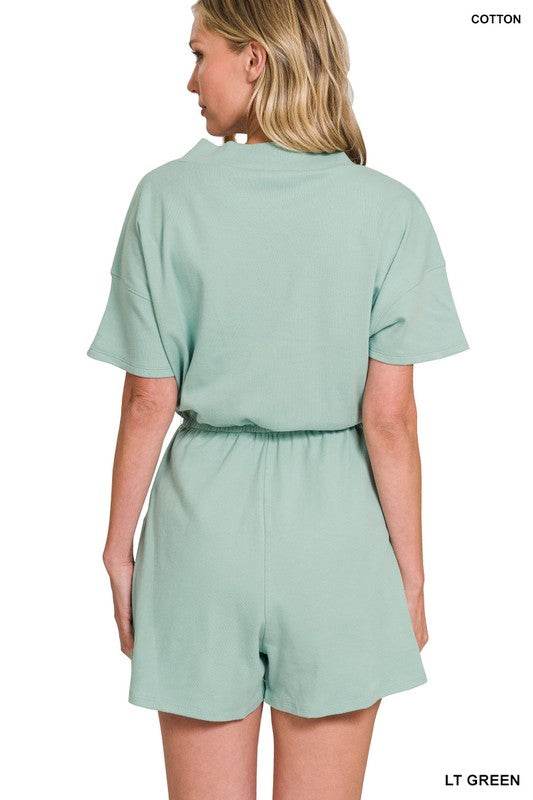 Drop Shoulder V-Neck Romper with Pockets - Shop Style & More | Fresh Looks, Everyday Deals & Free Shipping