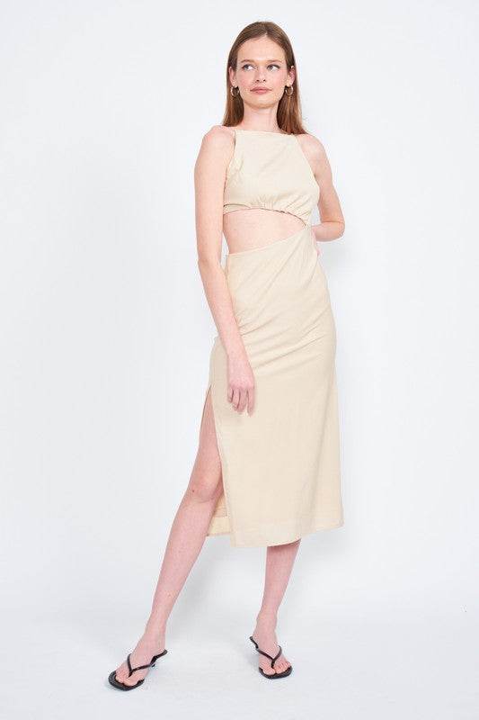 SPAGHETTI STRAP MIDI DRESS WITH WAIST CUT OUT - Shop Style & More | Fresh Looks, Everyday Deals & Free Shipping