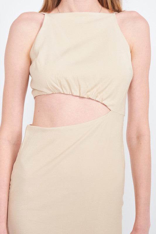 SPAGHETTI STRAP MIDI DRESS WITH WAIST CUT OUT - Shop Style & More | Fresh Looks, Everyday Deals & Free Shipping