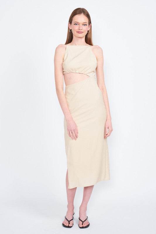 SPAGHETTI STRAP MIDI DRESS WITH WAIST CUT OUT - Shop Style & More | Fresh Looks, Everyday Deals & Free Shipping