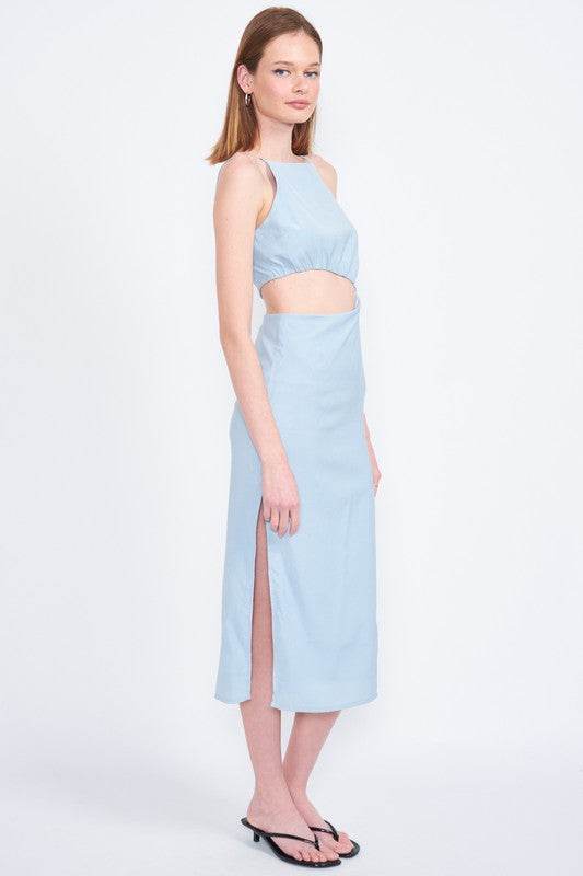 SPAGHETTI STRAP MIDI DRESS WITH WAIST CUT OUT - Shop Style & More | Fresh Looks, Everyday Deals & Free Shipping