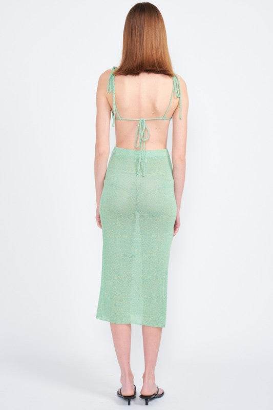 CUT OUT DETAUL MIDI DRESS WITH SHOULDER TIES - Shop Style & More | Fresh Looks, Everyday Deals & Free Shipping