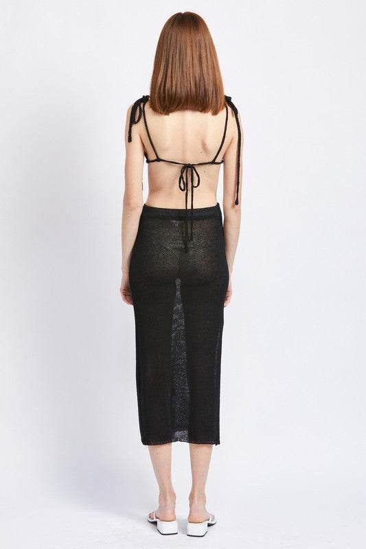 CUT OUT DETAUL MIDI DRESS WITH SHOULDER TIES - Shop Style & More | Fresh Looks, Everyday Deals & Free Shipping
