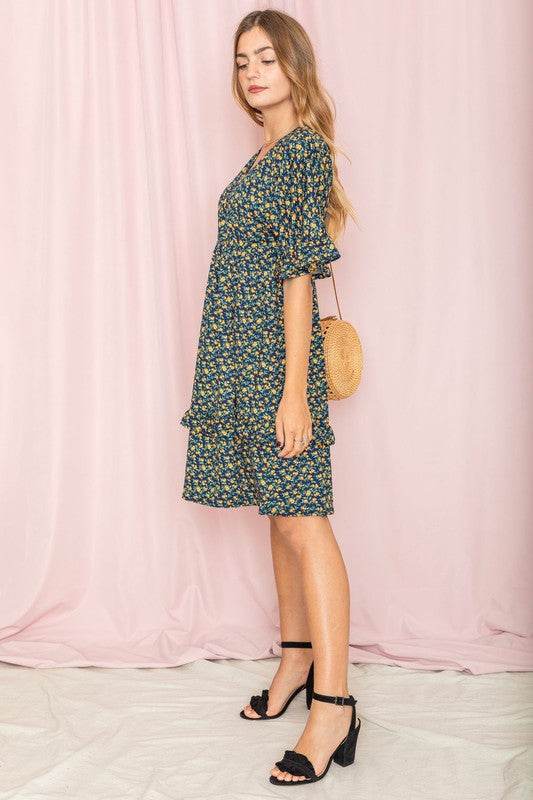 Floral V Neck Ruffle Dress - Shop Style & More | Fresh Looks, Everyday Deals & Free Shipping