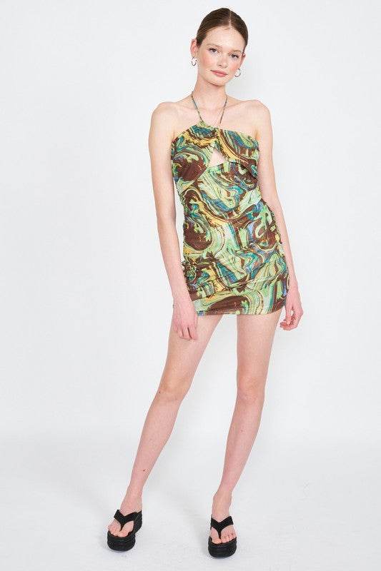 HALTER NECK DRAPED MINI DRESS - Shop Style & More | Fresh Looks, Everyday Deals & Free Shipping