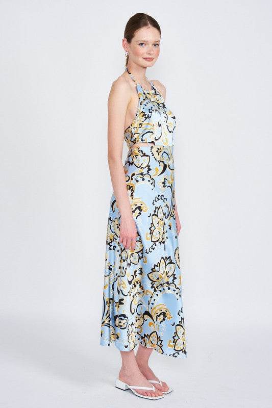 PRINTED HALTER NECK MAXI DRESS - Shop Style & More | Fresh Looks, Everyday Deals & Free Shipping