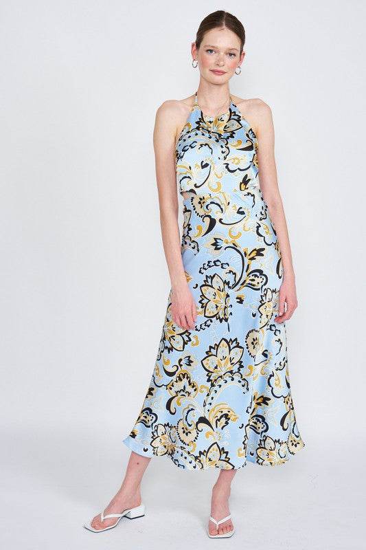PRINTED HALTER NECK MAXI DRESS - Shop Style & More | Fresh Looks, Everyday Deals & Free Shipping