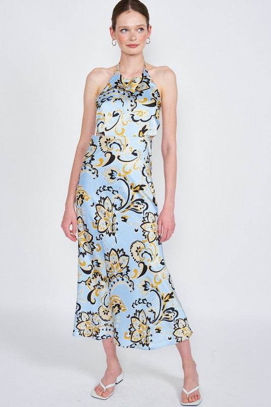 PRINTED HALTER NECK MAXI DRESS - Shop Style & More | Fresh Looks, Everyday Deals & Free Shipping